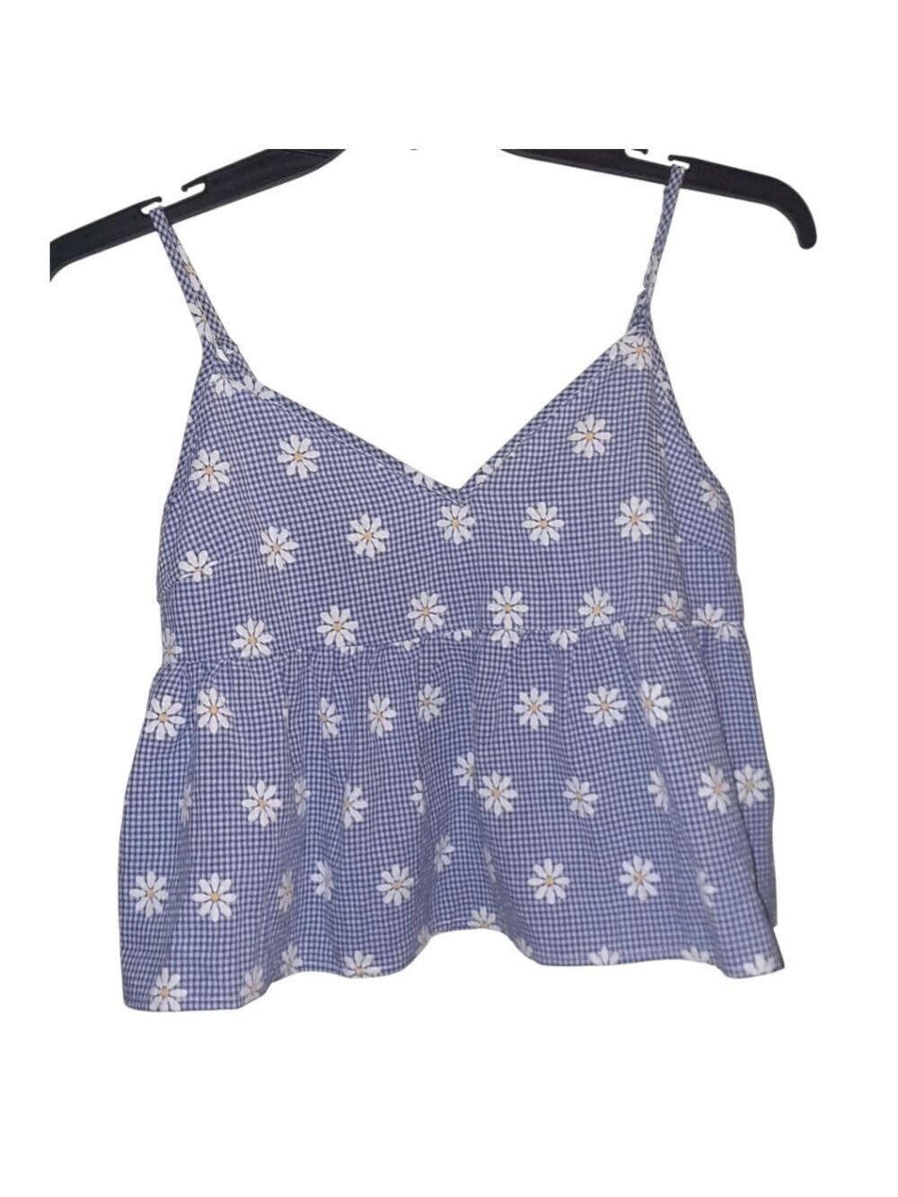 Shein Vcay Cropped Top Blue White Size 4 NWT